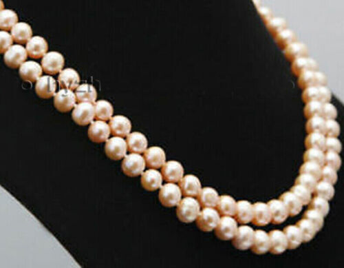 16″ 18″ 20″ 25″ 2Rows 7-8/8-9mm Natural Akoya Cultured Pearl Beads Knot Necklace