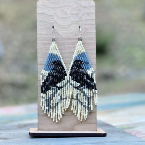 Tribal Earrings Native Large Boho American Seed Beads Handmade Earring