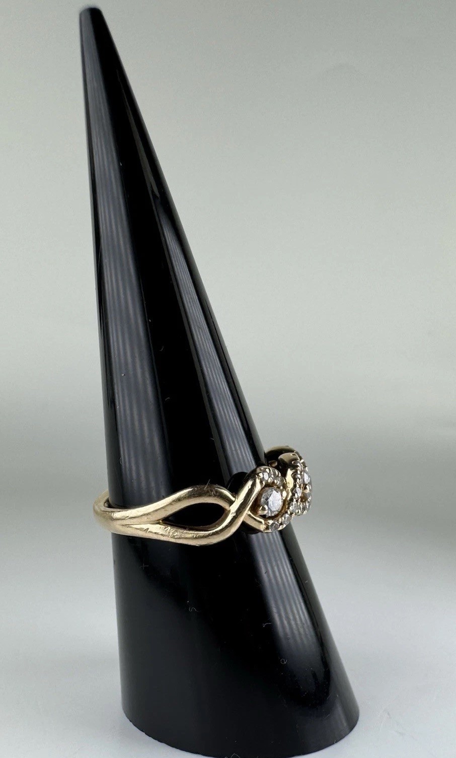 14k Yellow Gold Diamond DNA Criss Cross Anniversary Band Ring Size 6.75″ LLJ