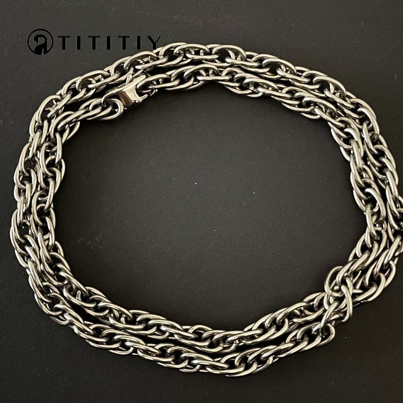 New Pure Titanium Twisted Necklace Wide 7mm Anti Allergic Trendy Personality