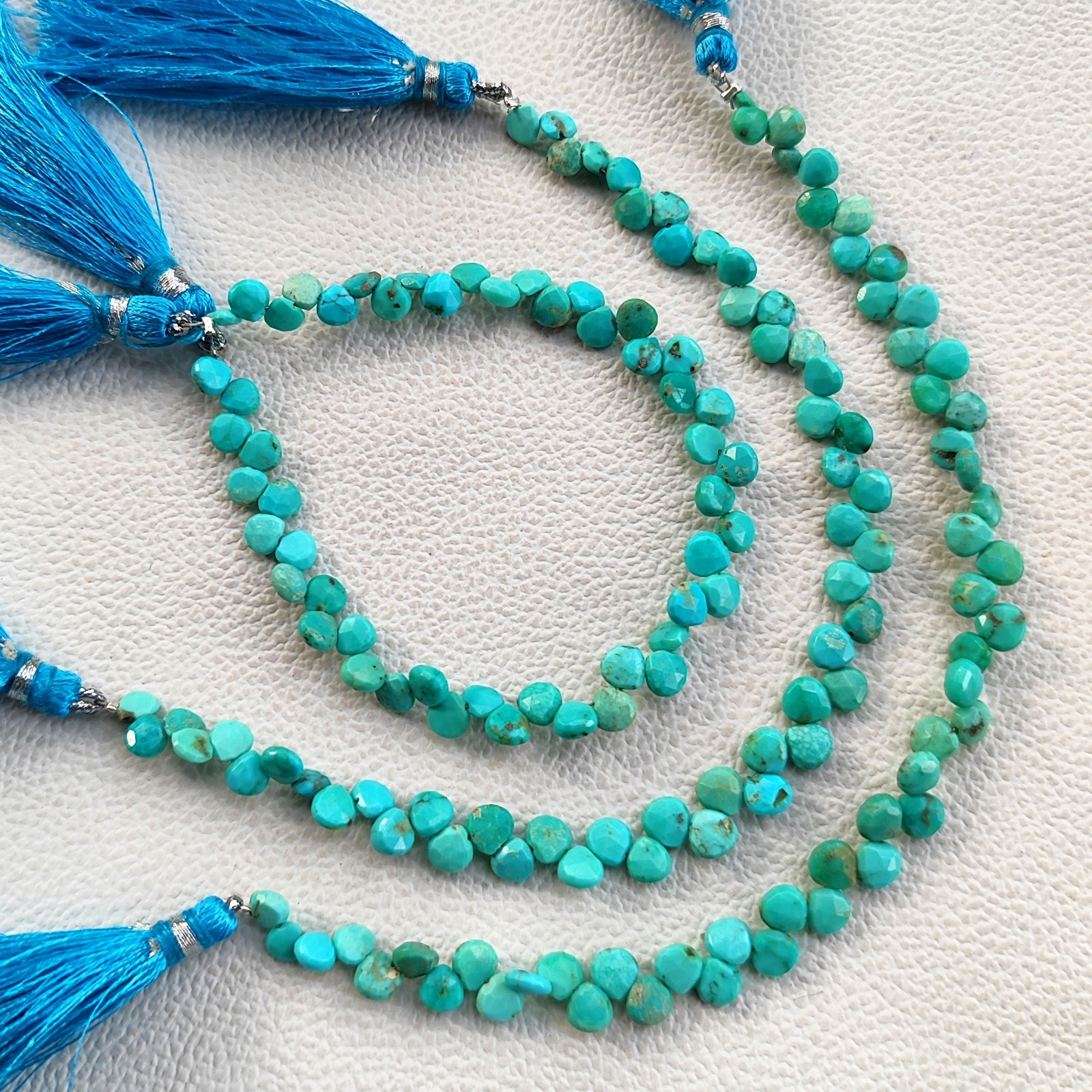 Natural Turquoise 5mm Size Faceted Heart Shape Beads 7″ Strand Genuine Gems