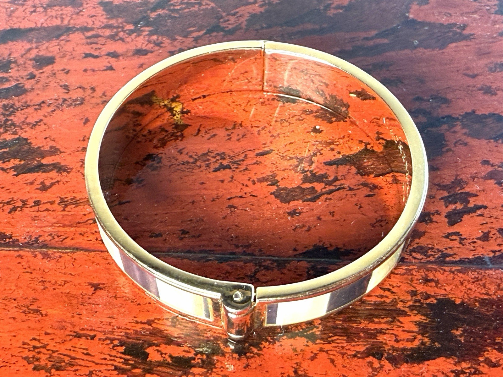 MACKENZIE CHILDS Courtly Check Metal and Enamel Hinged Bangle Cuff Bracelet