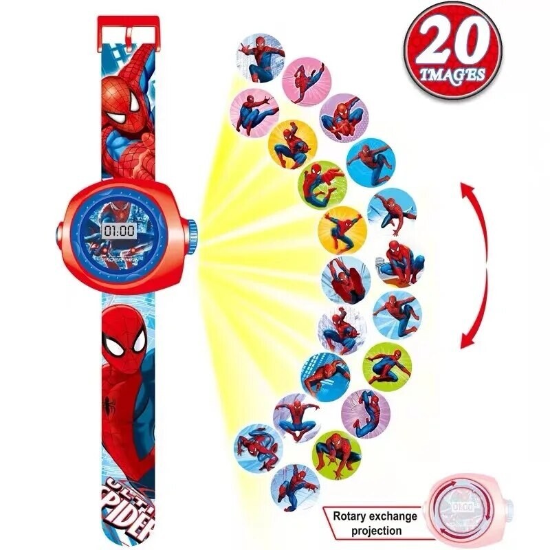 Spiderman Kids LED Watch Digital Marvel Wristwatch 3D Projection Electronic