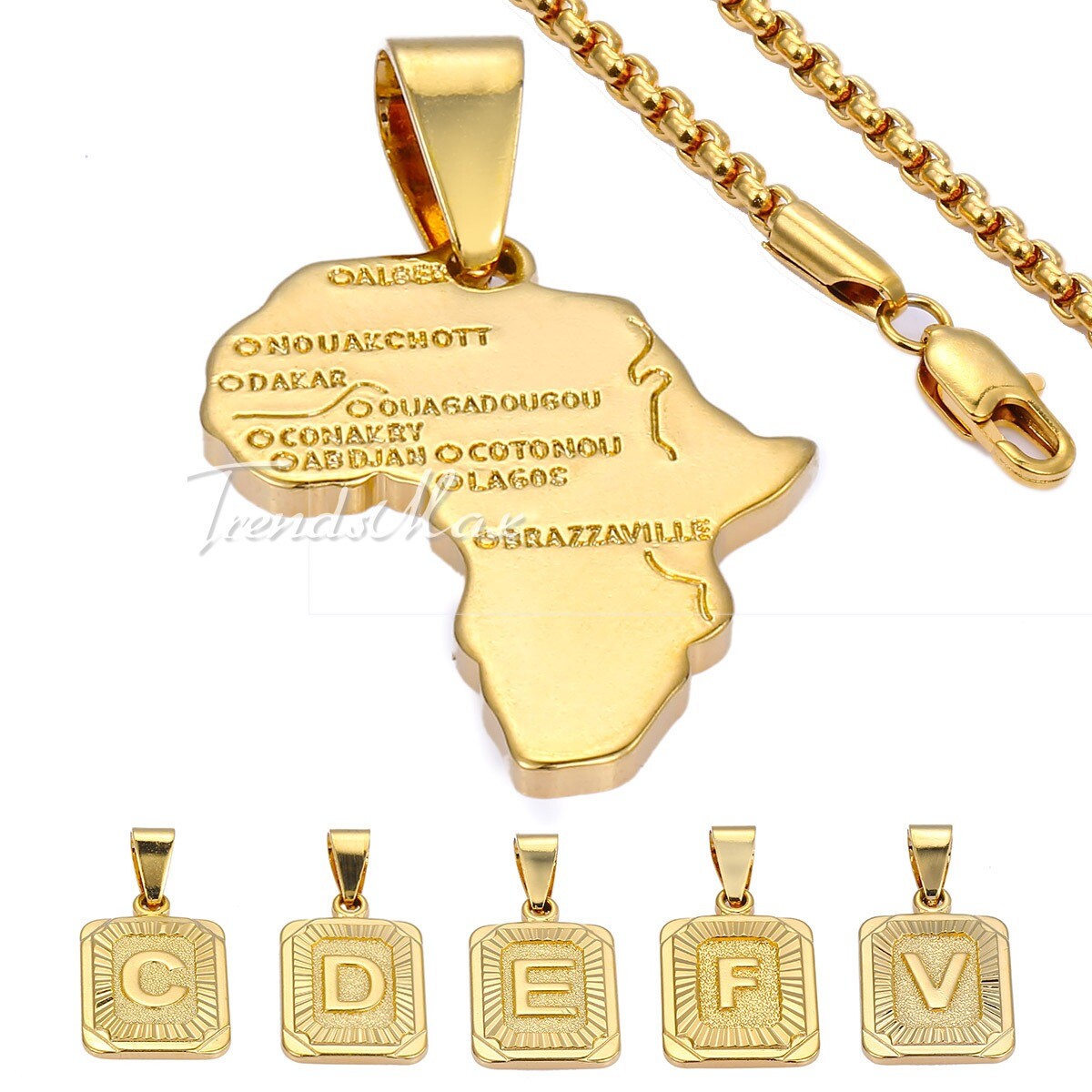 26 Letters Initial A-Z Necklace 14k Gold Plated Pendant Box Chain Choker 16-30″