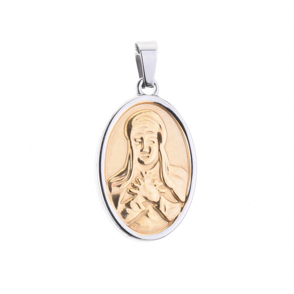 Stainless Steel Virgin Mary Pendant in Silver Tone 20″ 24″ 30″ Rope Chain 040