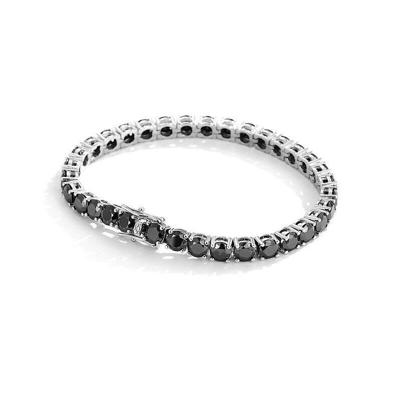 2-6.5mm Black Moissanite Tennis Chain for Men Women SOLID 925 Silver Pass Tester