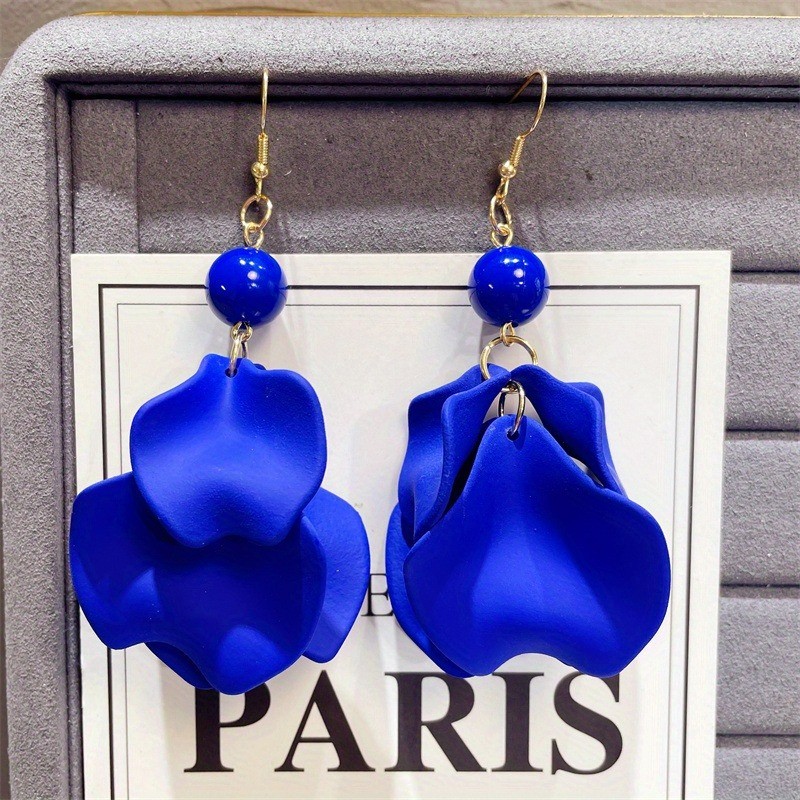 6Pairs Acrylic Petals Tassels Earrings Boho Beadeds Drop Dangle Summer Beach