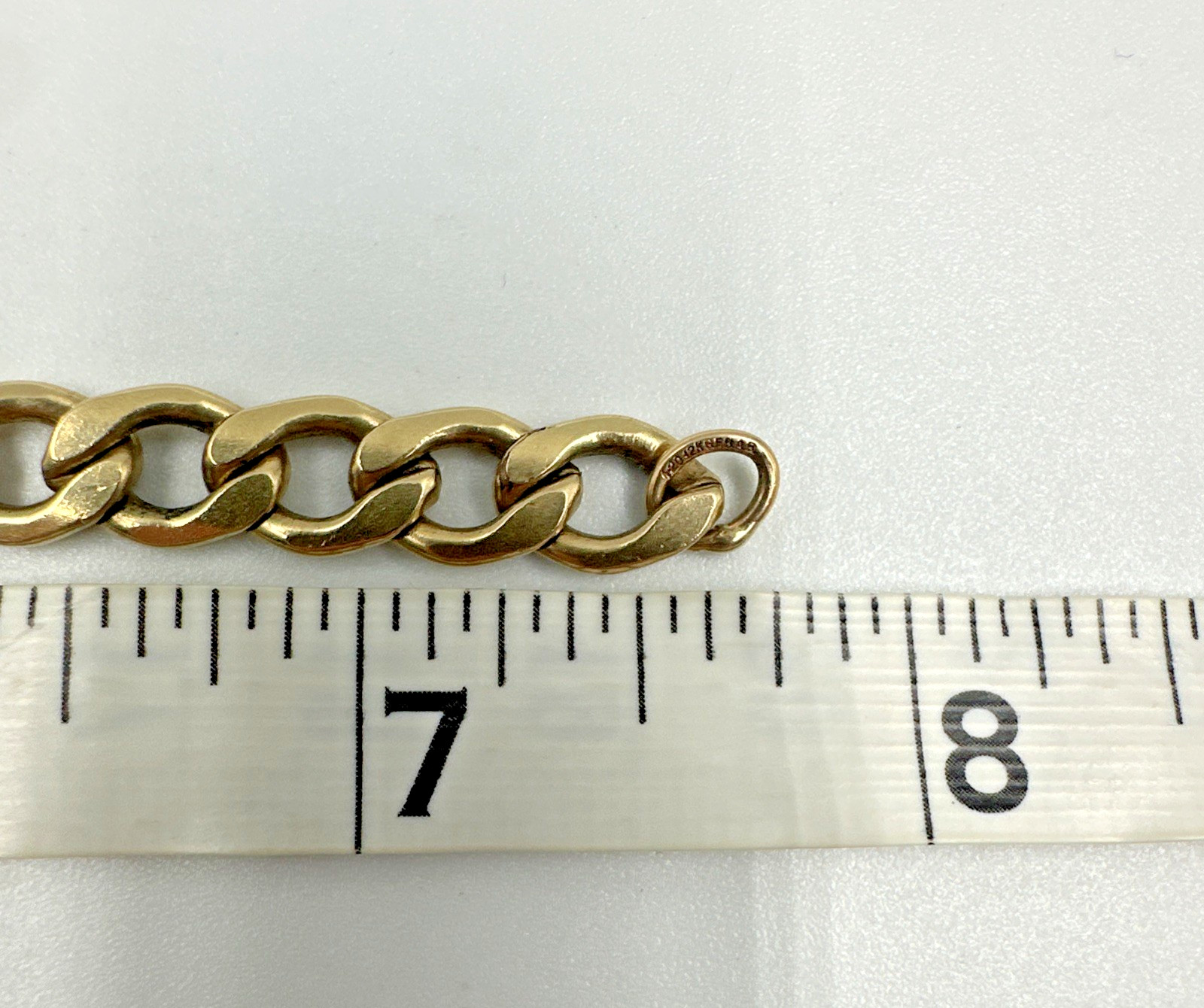 Vtg 1/20 12k G.F. Gold Filled B.A.B. Co Curb Link Chain 7mm Bracelet 7.75″ 14.1g