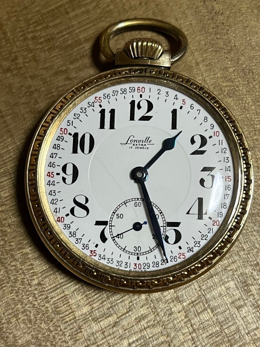 Lonville 17 Jewels Railroad Pocket Watch Hand Wind Steam Locomotive OH Swiss