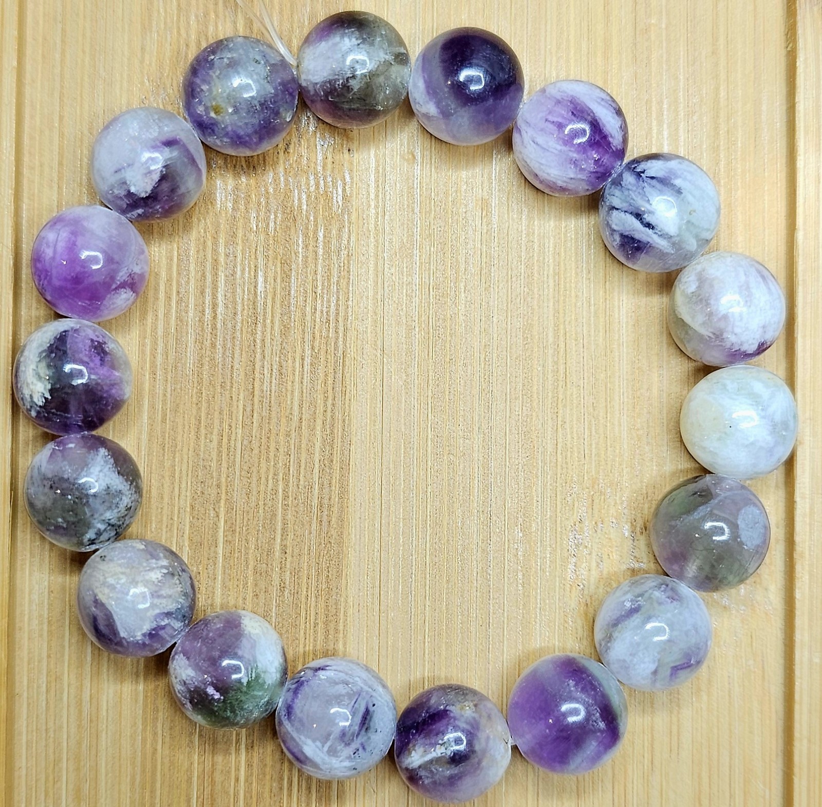 Feather Fluorite Natural Crystal Bracelet 11.8mm