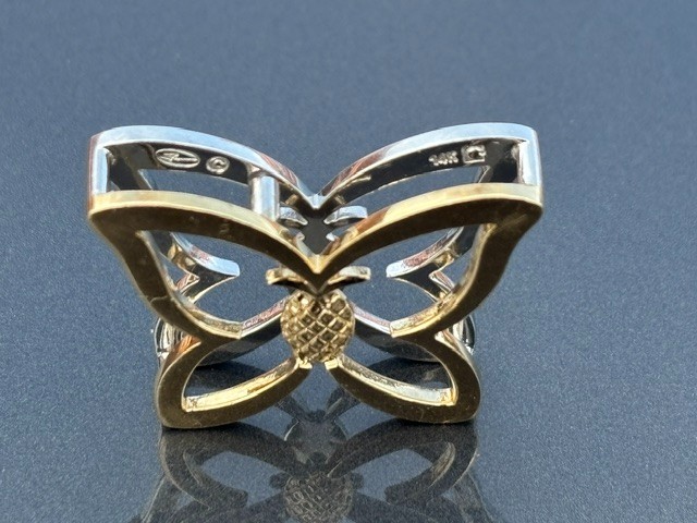 Denny Wong Two Tone 14k Gold Kapalua BUTTERFLY Charm Pendant $3610 Retail