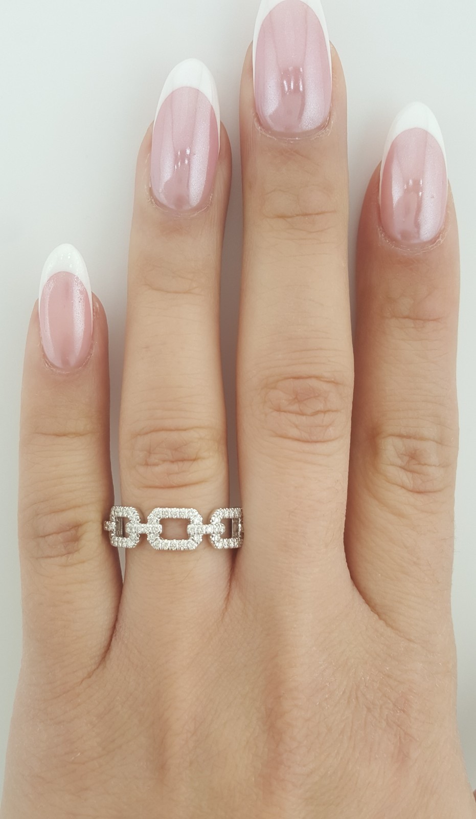 Gabriel & Co. Round Pave Diamond Link Band Ring 0.35 ct 14k Rtl $1,975