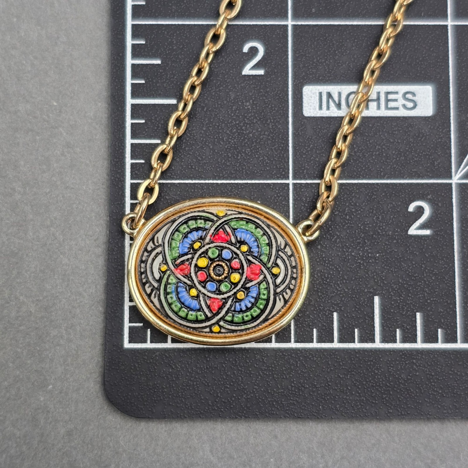Vintage Sarah Coventry Calypso Gold Plated Mosaic Necklace 16″ Statement Piece