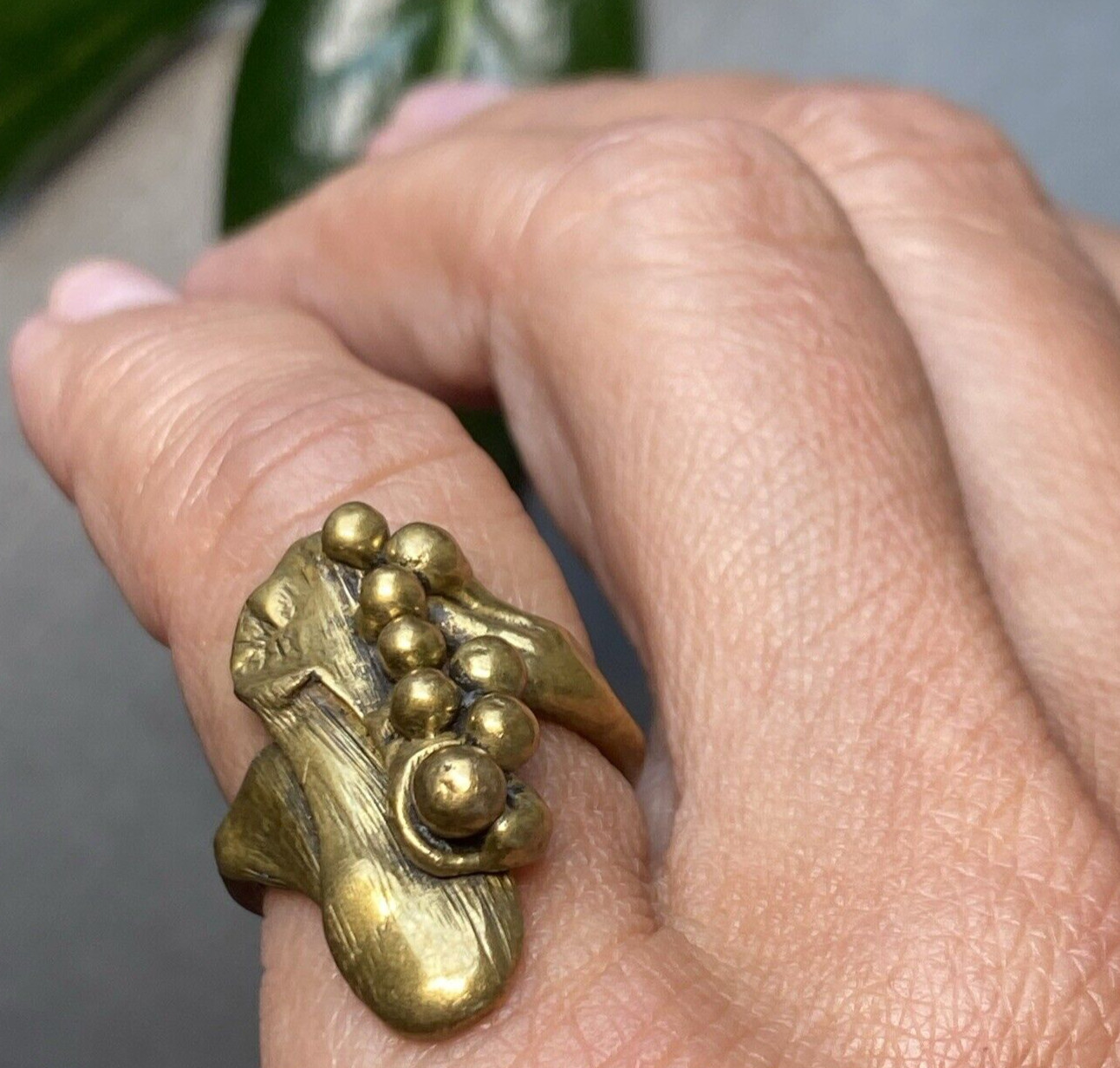 Antique Vintage Art Nouveau Bronze Ring Estate Jewelry Pre-owned Calla Size 4