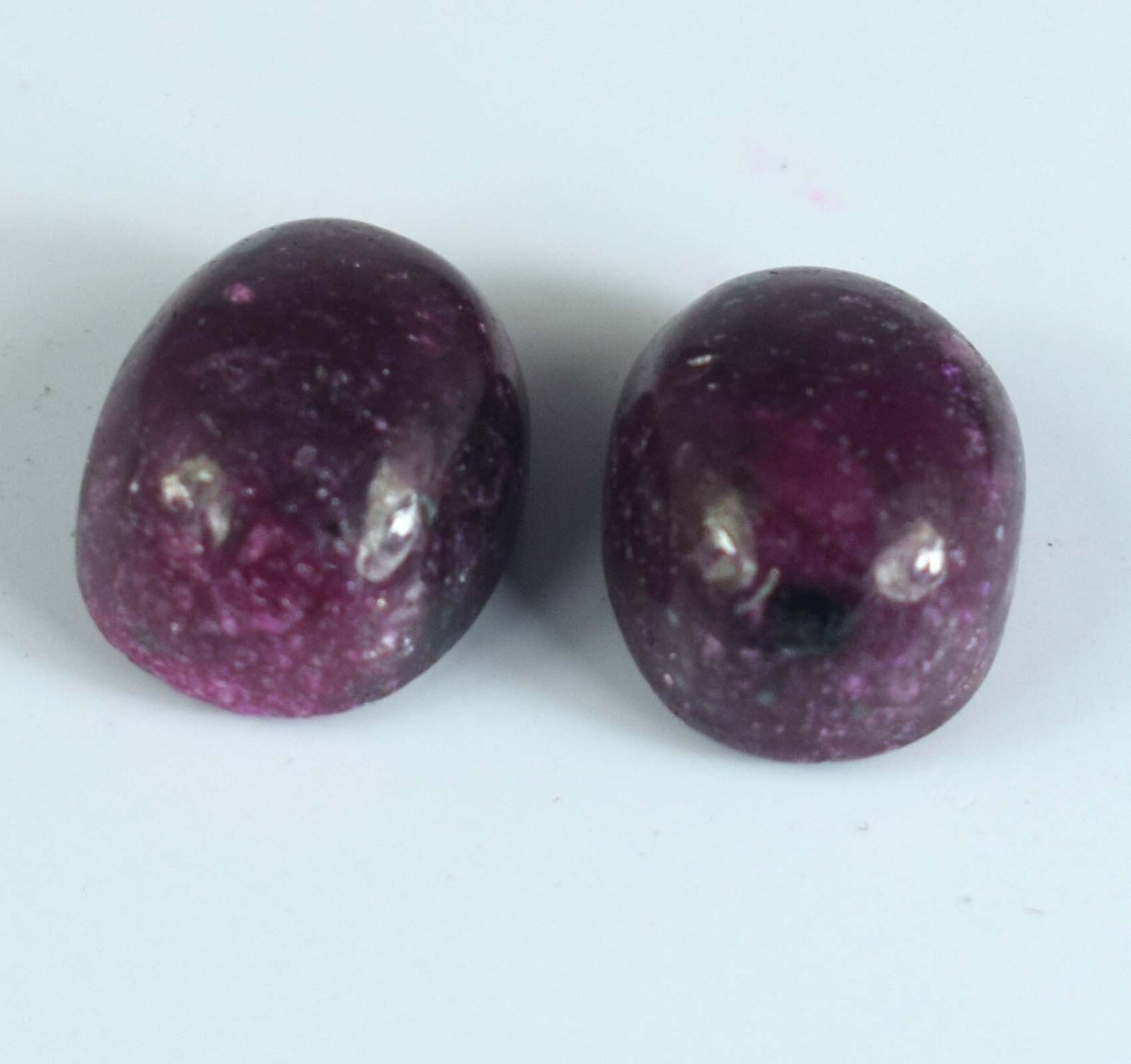 21.25 Ct Madagascar Red Ruby Natural Gemstone Pair Oval Cabochon Certified Y2262