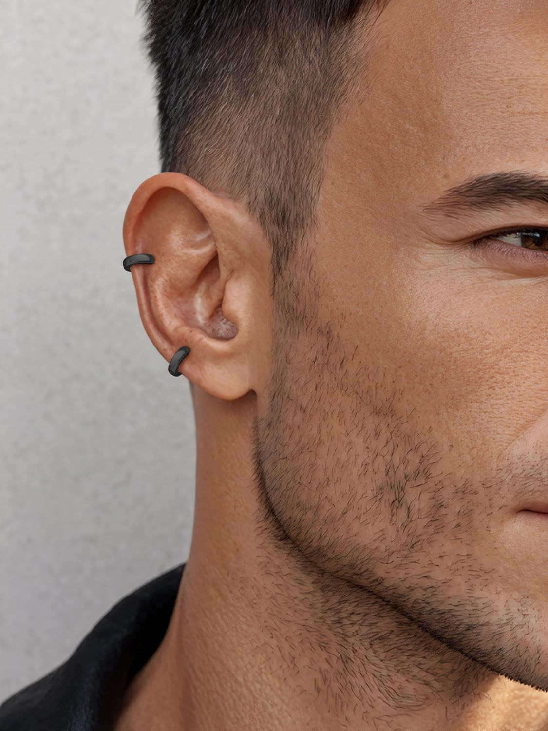 Stainless Steel Black/Silver/Gold Hoop Earrings for Men – Hypoallergenic Small H
