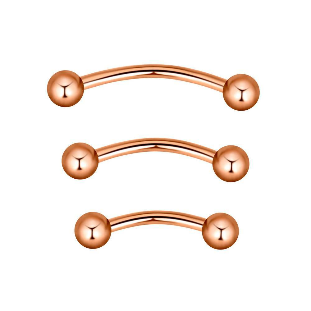 6PCS Mix Color Eyebrow Stud Curved Barbell Surgical Steel Bent Piercing Ring 16G