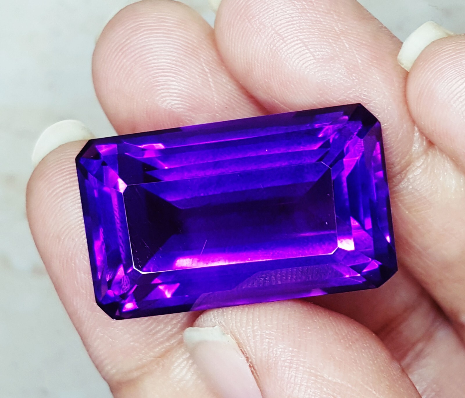 Loose Gemstone 50 Ct Natural Violet Amethyst Untreated Certified Emerald G103