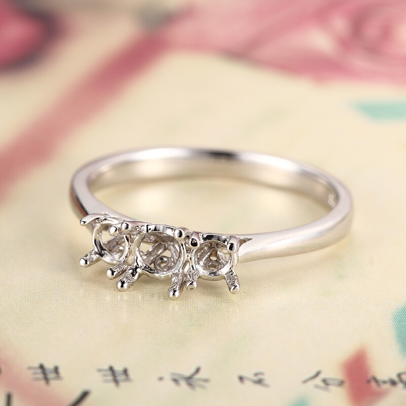 Round 4mm to 4.75mm & 3mm to 3.6mm Semi Mount Ring Solid 10k White Gold Jewelry
