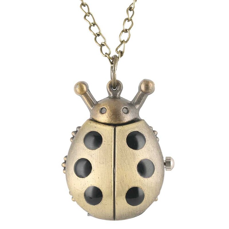 Bronze Animal Shape Lovely Quartz Pocket Watch for Men Women Kid with Chain Gift