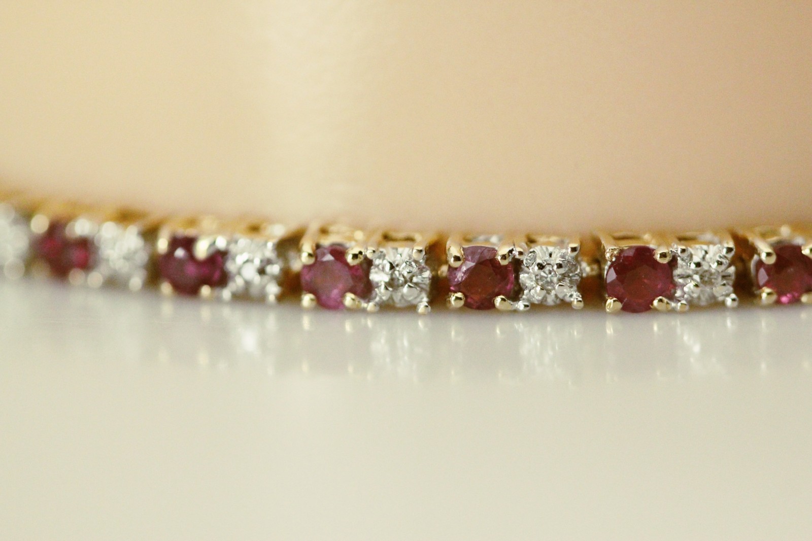 14K Yellow Gold Round Ruby & Diamond 7.5″ Tennis Bracelet 8.8 Grams (BR5028)