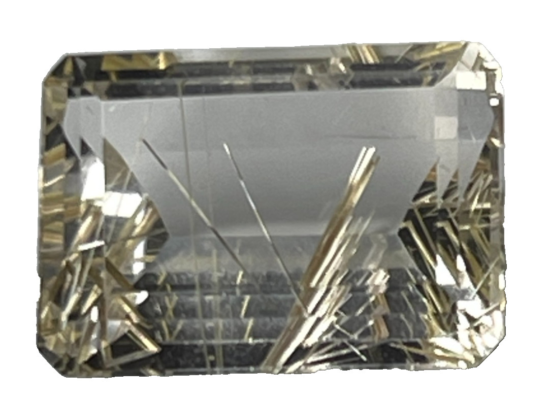 Natural Rutilated Quartz Rectangle 10x16mm Approx 10ct Golden Needles Loose Gem