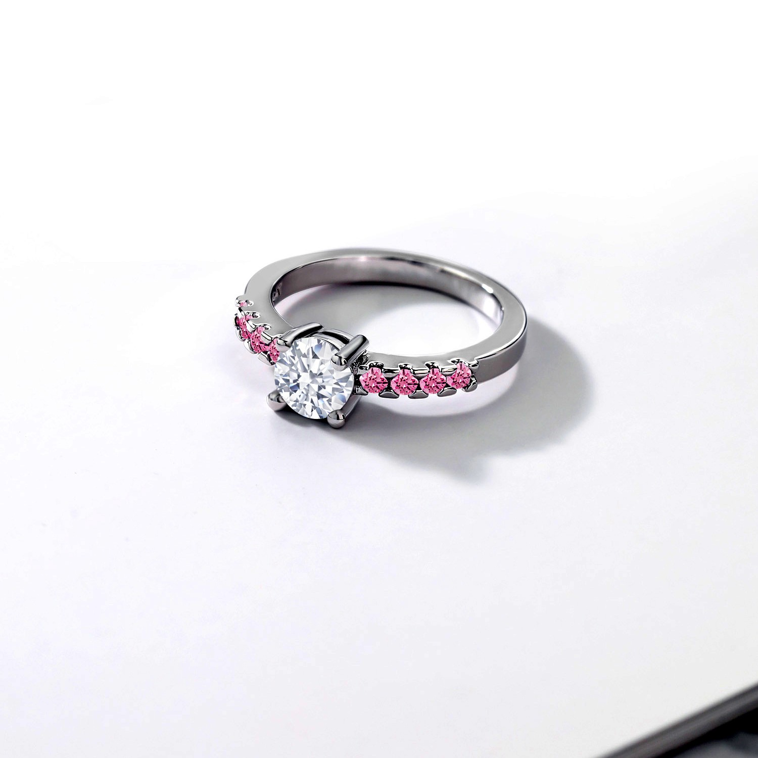Red and Zirconia CZ Engagement Anniversary Promise Ring For Women (1.14 Cttw,