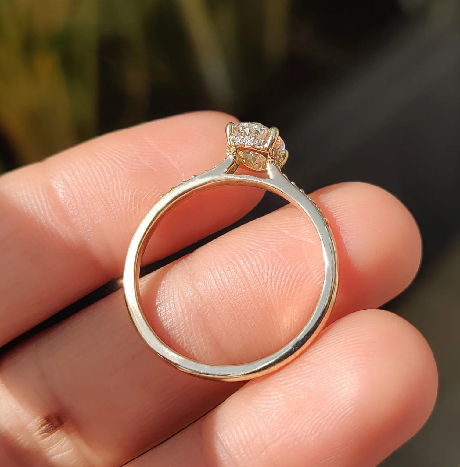 2.1Ct Oval Cut EF-VS1 Lab Grown Diamond Hidden Halo Wedding Ring 14K Yellow Gold