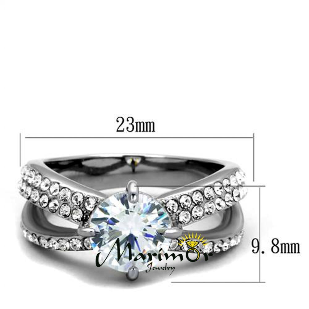 2.56Ct Round Cut CZ Stainless Steel Split Band Engagement Ring Women’s Size 5-10