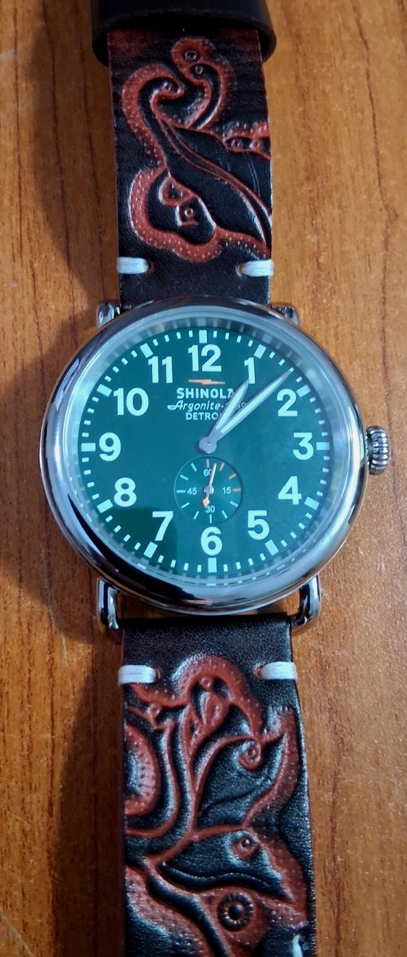 Shinola Runwell Argonite-1069 Mens Quartz Watch Stainless Steel With Box & Cards