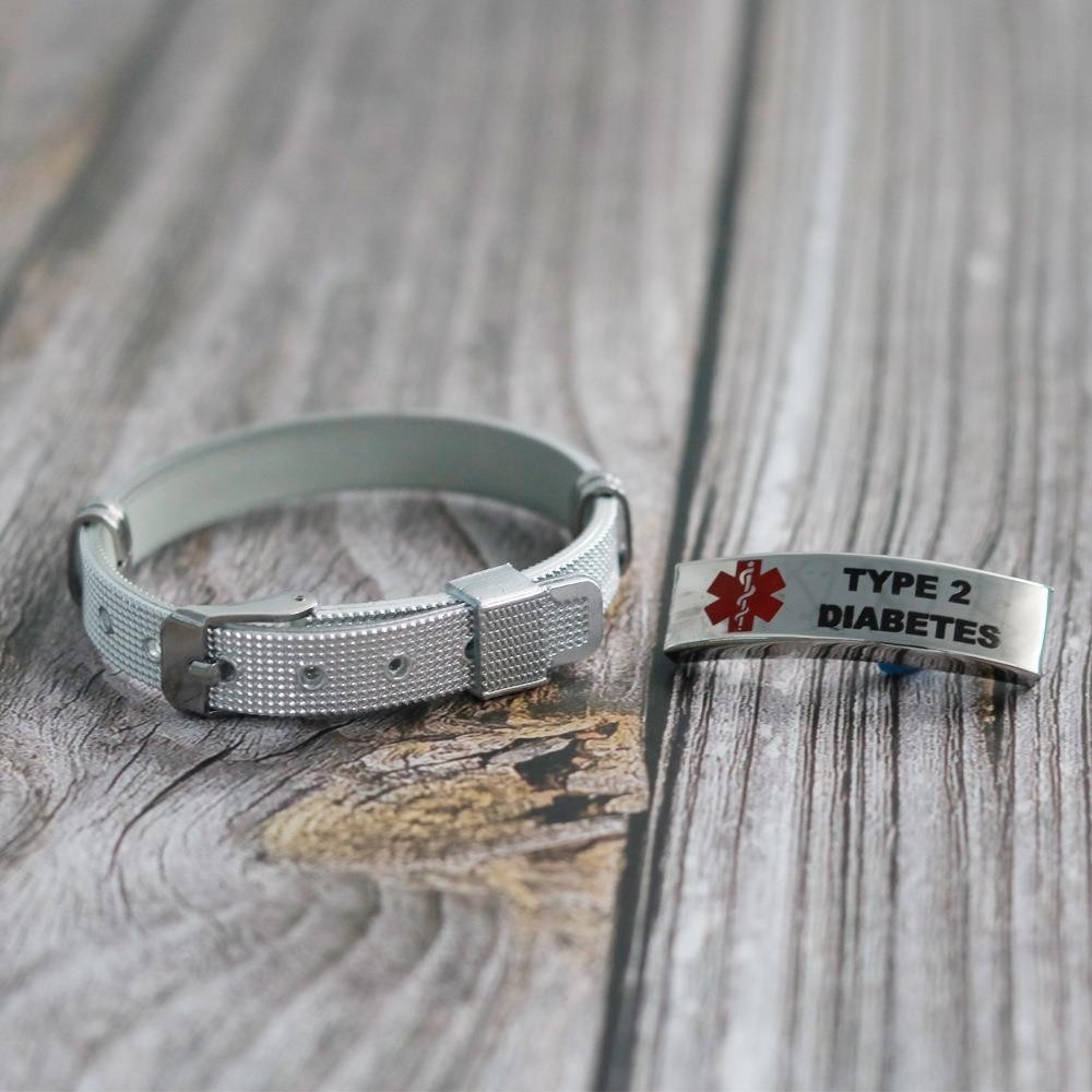 Medical ID Bracelet Stainless Steel Snake Bracelet Silver Emergency Wristband