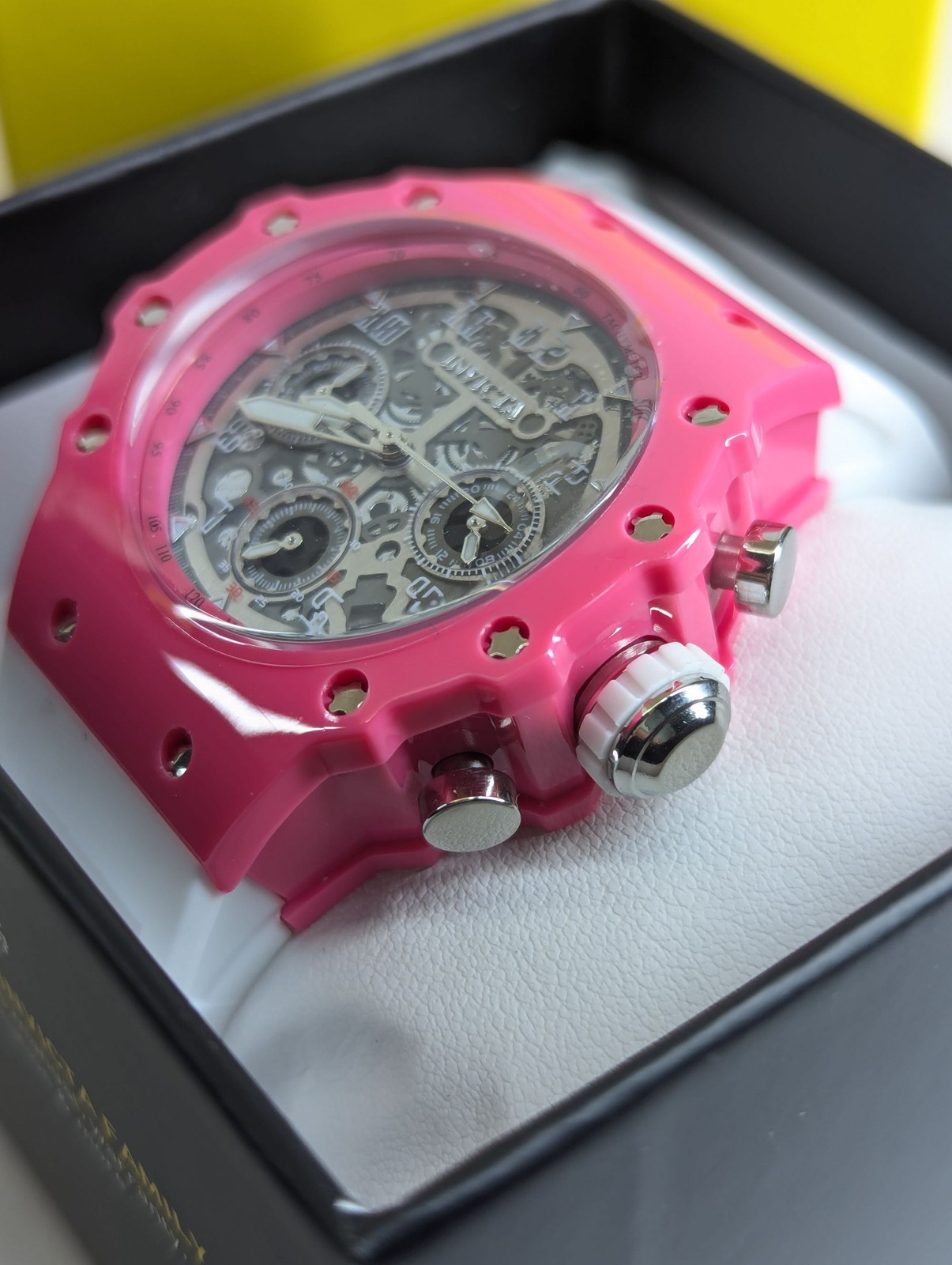 Invicta Racing Valyron Unisex Watch 41mm Pink Skeletonized Chronograph