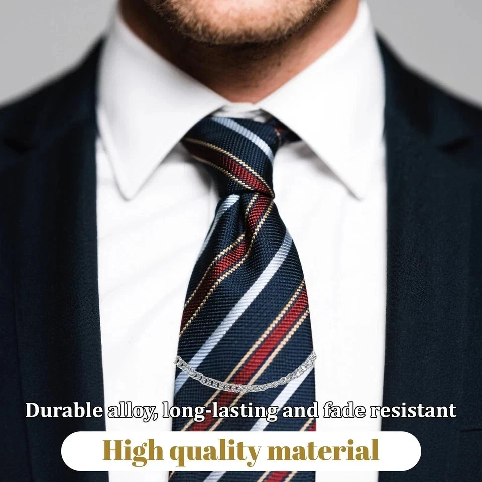 3 Pack Tie Chain for Men, Necktie Chains with Ring Clasps, Elegant Tie Clips