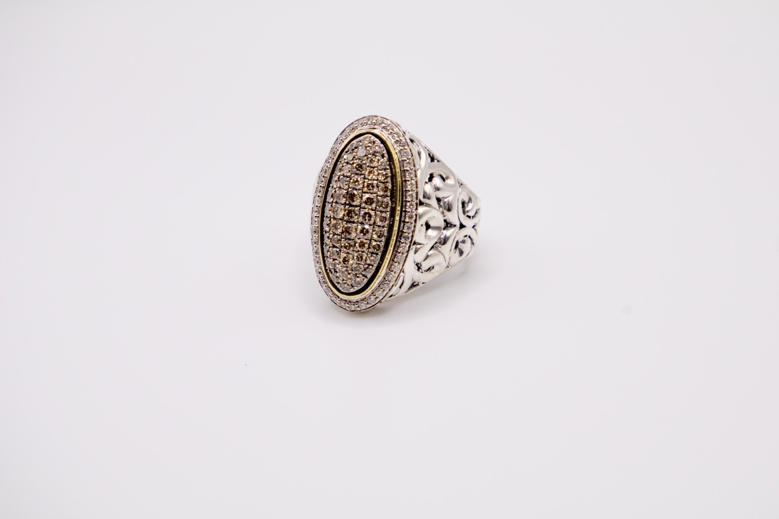 Charles Krypell Champagne Diamond Ring 925/14k
