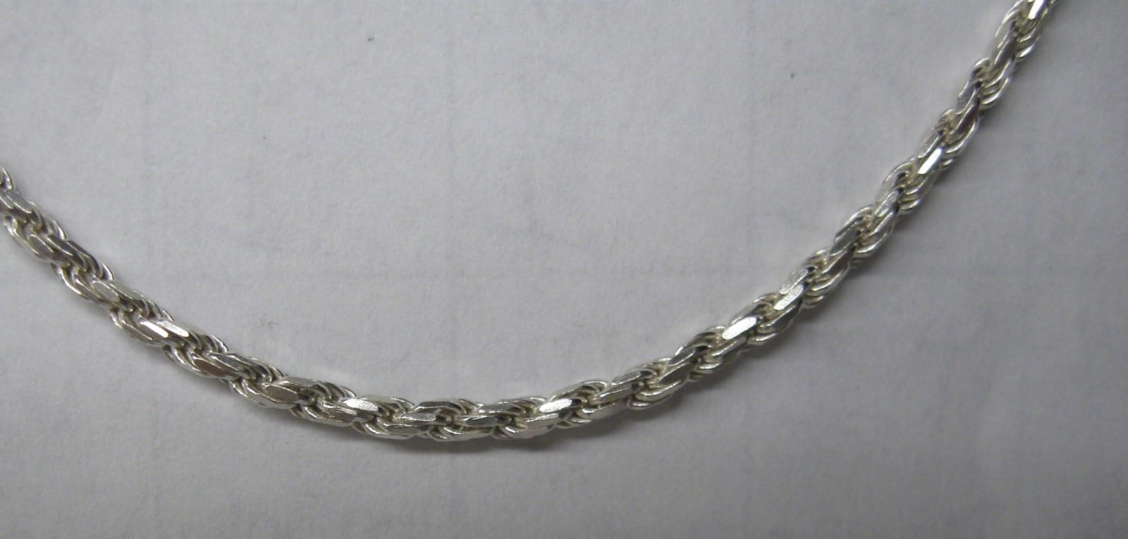 LONG STERLING SILVER 36″ DIAMOND CUT ROPE 2MM NECKLACE CHAIN 15.4 GRAMS