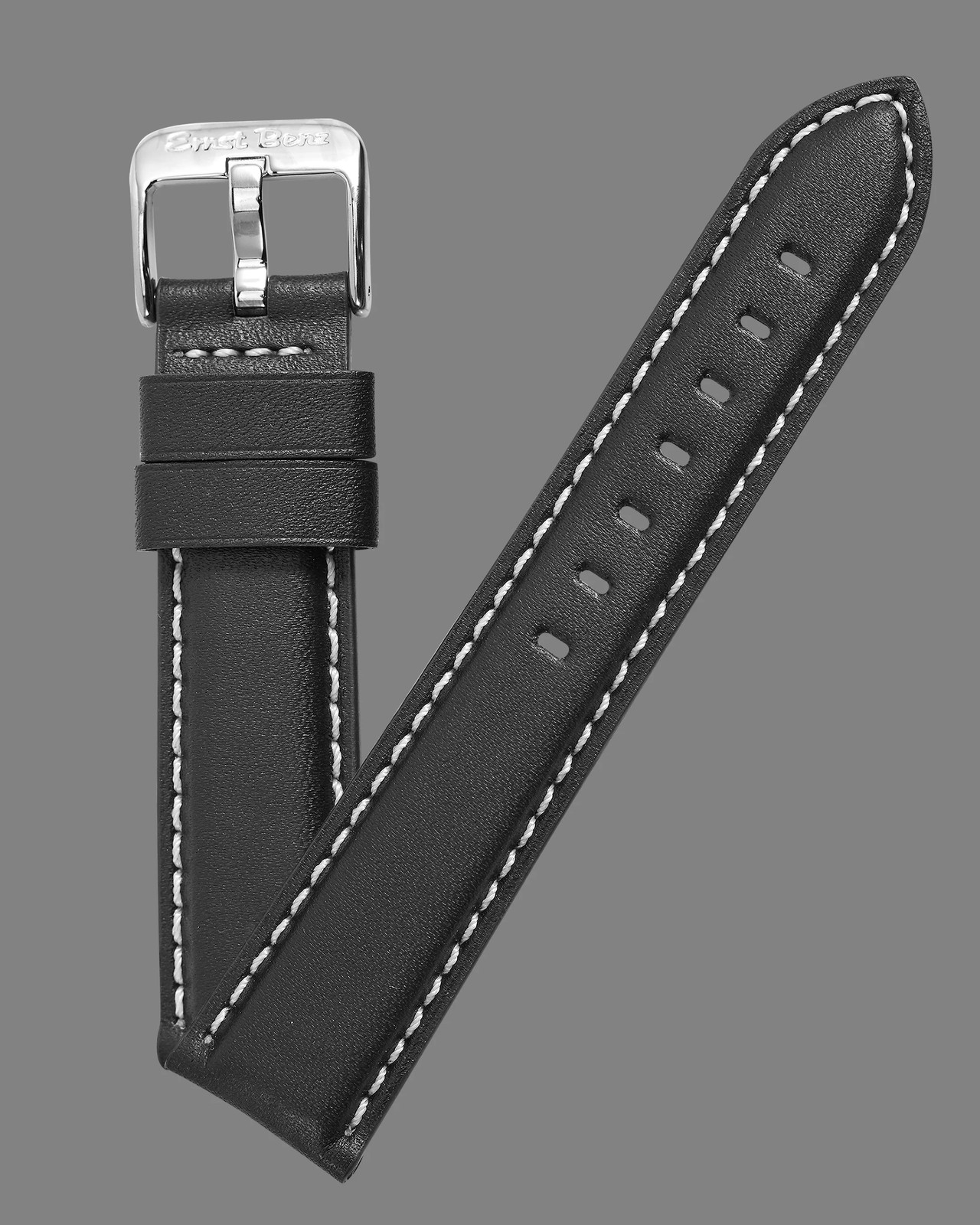 Ernst Benz 20mm x 18mm Black Band w/ White Stitch and Original Buckle