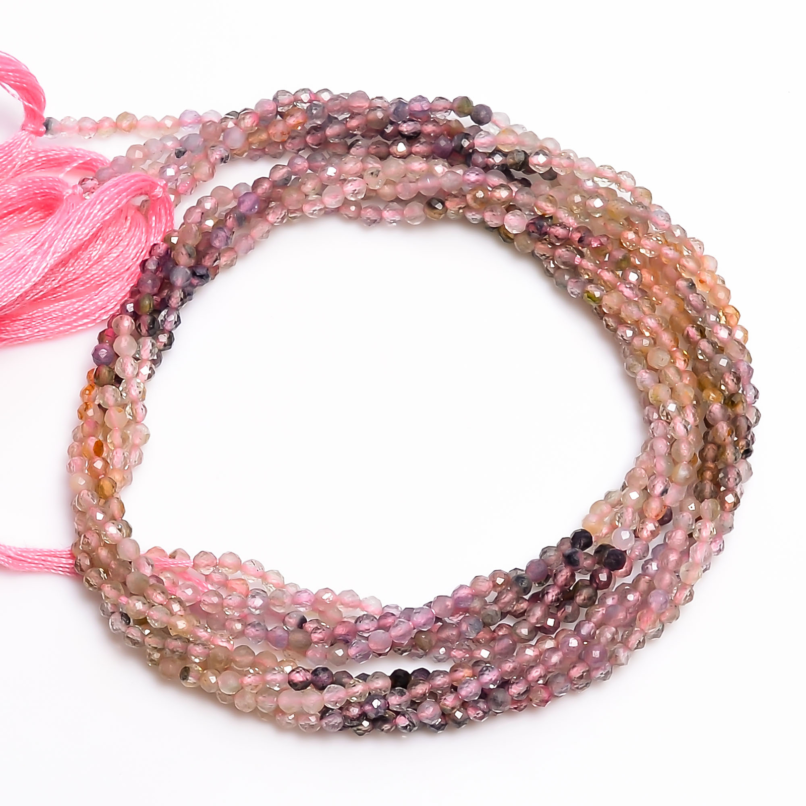 2.5mm Natural Pink Tourmaline Shaded Faceted Round Rondell Beads 33 cm Strand