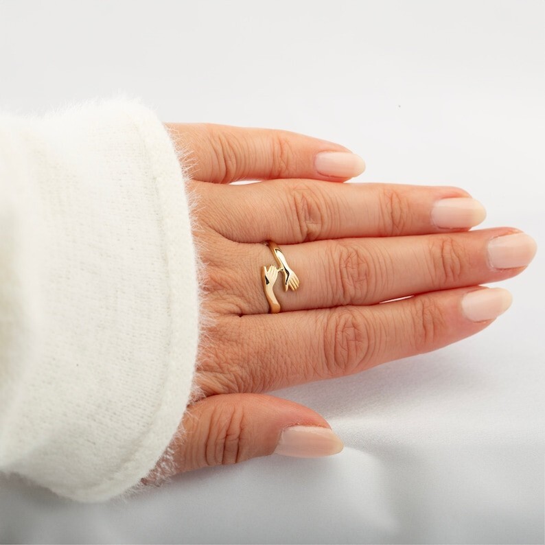 Hug Ring Adjustable Open Band – Minimalist Jewelry Gift for Women – Love Wrap