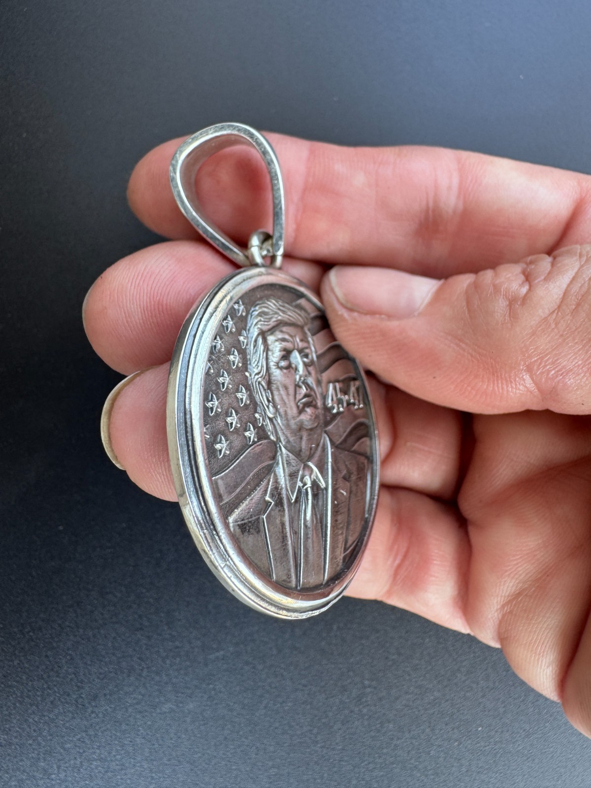 President 45-47 Donald J Trump USA Pendant Sterling Silver 925