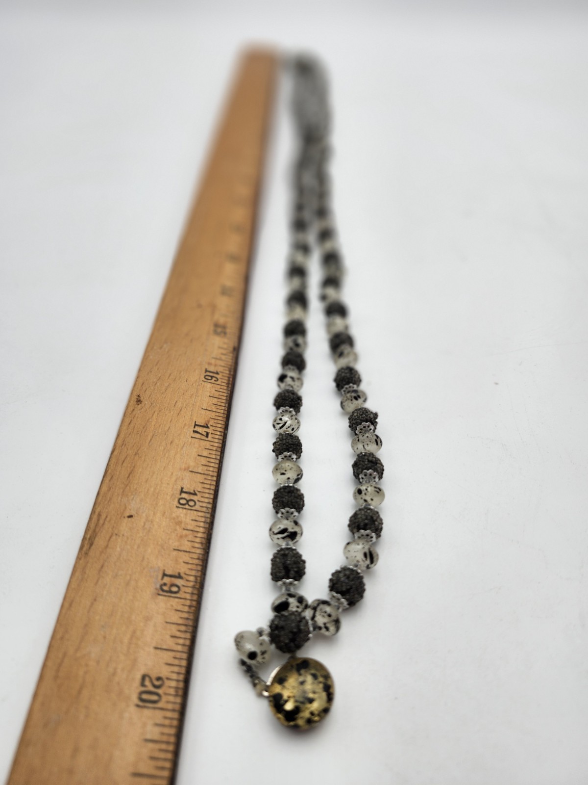 Vintage Black & Clear Bead Multi Strand Necklace Elegant