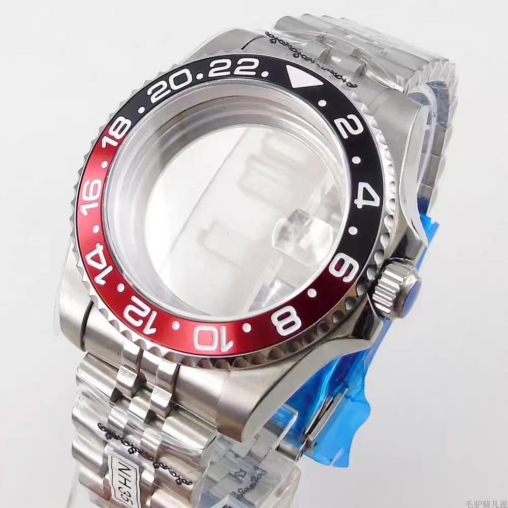 For Nh35 Nh36 Nh34 Movement 40mm Brushed 20ATM Watch Case Red Bla Coke Bezel Mod