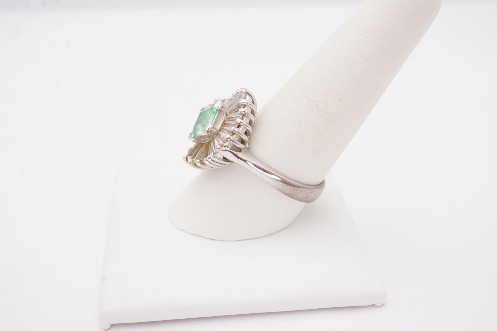Sterling Silver 925 Lab-Created Green Spinel CZ Ring Size 10
