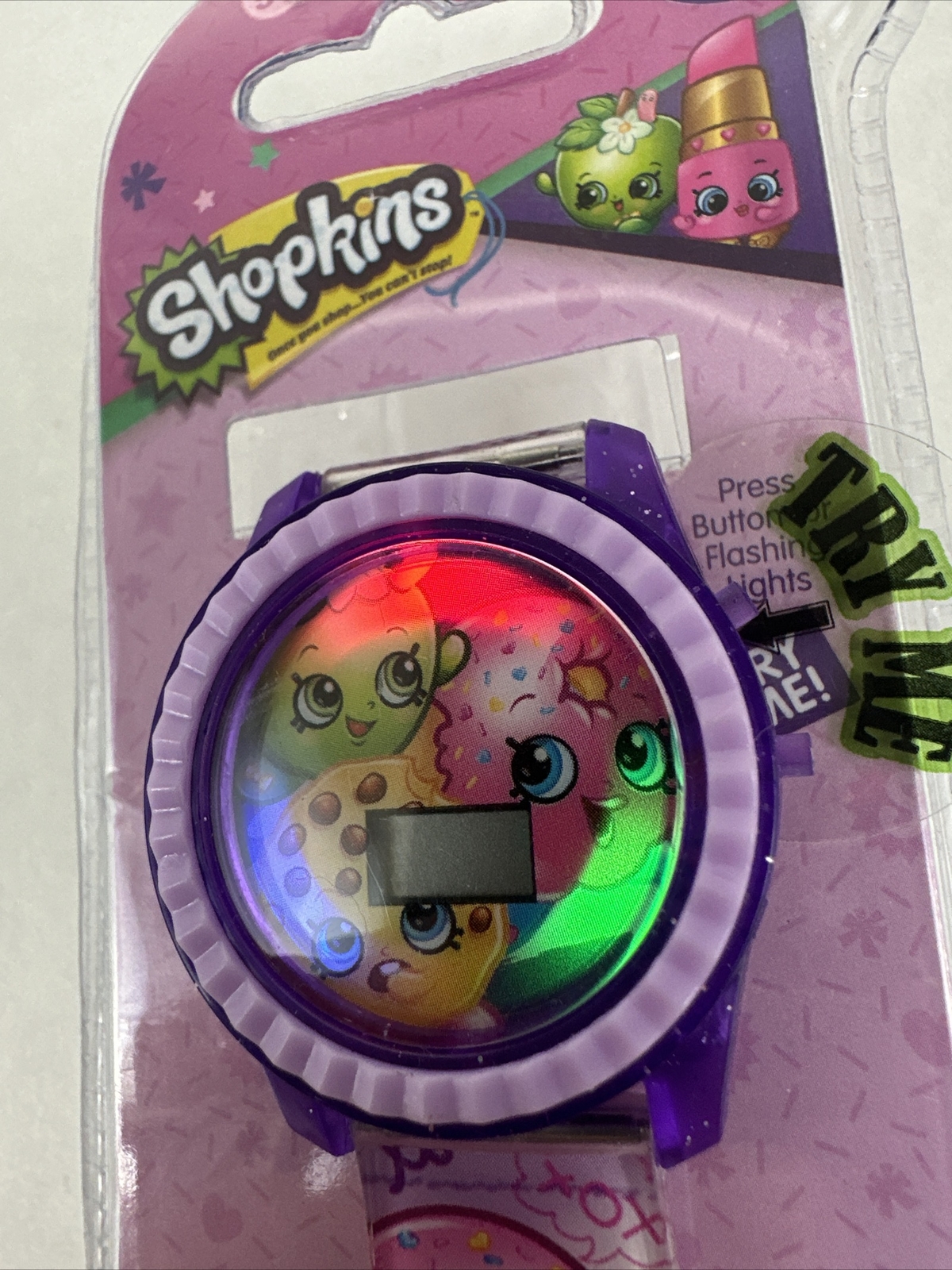 Shopkins Unisex Kids Rotating Flashing LCD Watch Purple