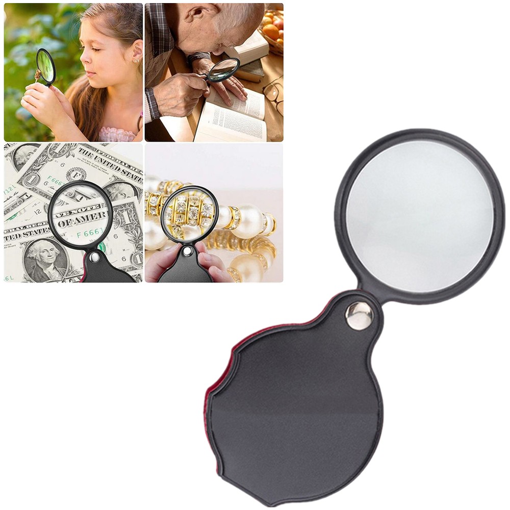 Plastic+Metal+Glass 10X Pocket Folding Magnifier Loupe Optical Magnifying Glass