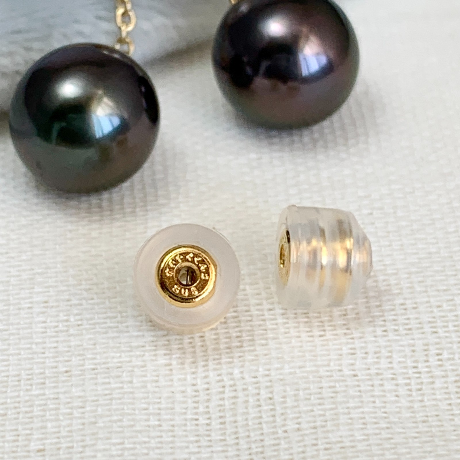 7/9.5mm Multi-Pearl Japanese Akoya/Tahitian Pearl Earrings 18k Solid Yellow Gold