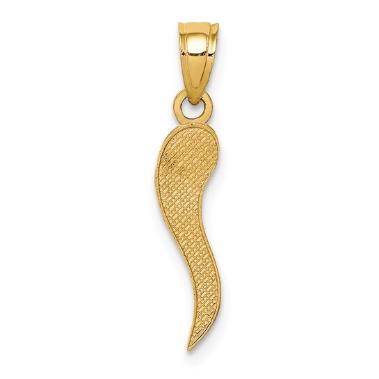 10K Solid Gold Italian Horn, Cornicello, Chili 22mm/0.8″ Pendant,Necklace- K5926