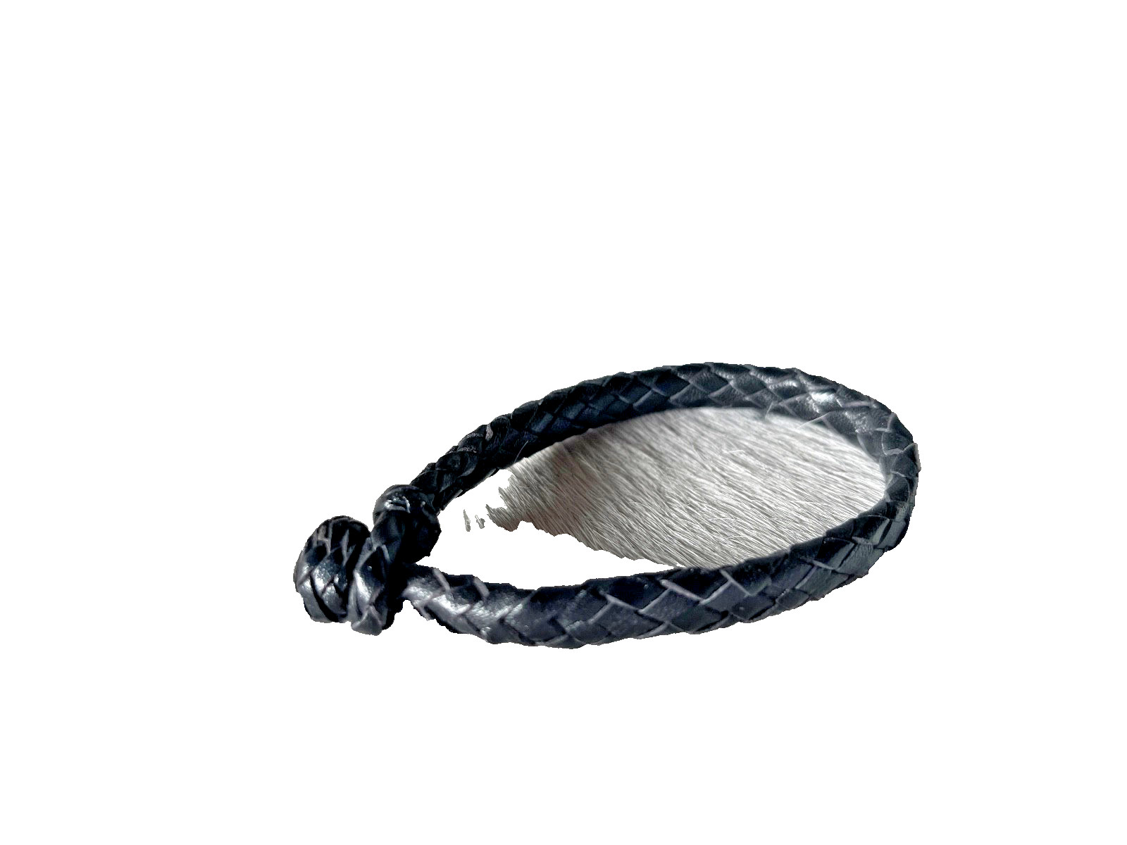 Western Mens Bracelet 9 x 3/8 in Flat Braid Leather Knot Cowboy Black