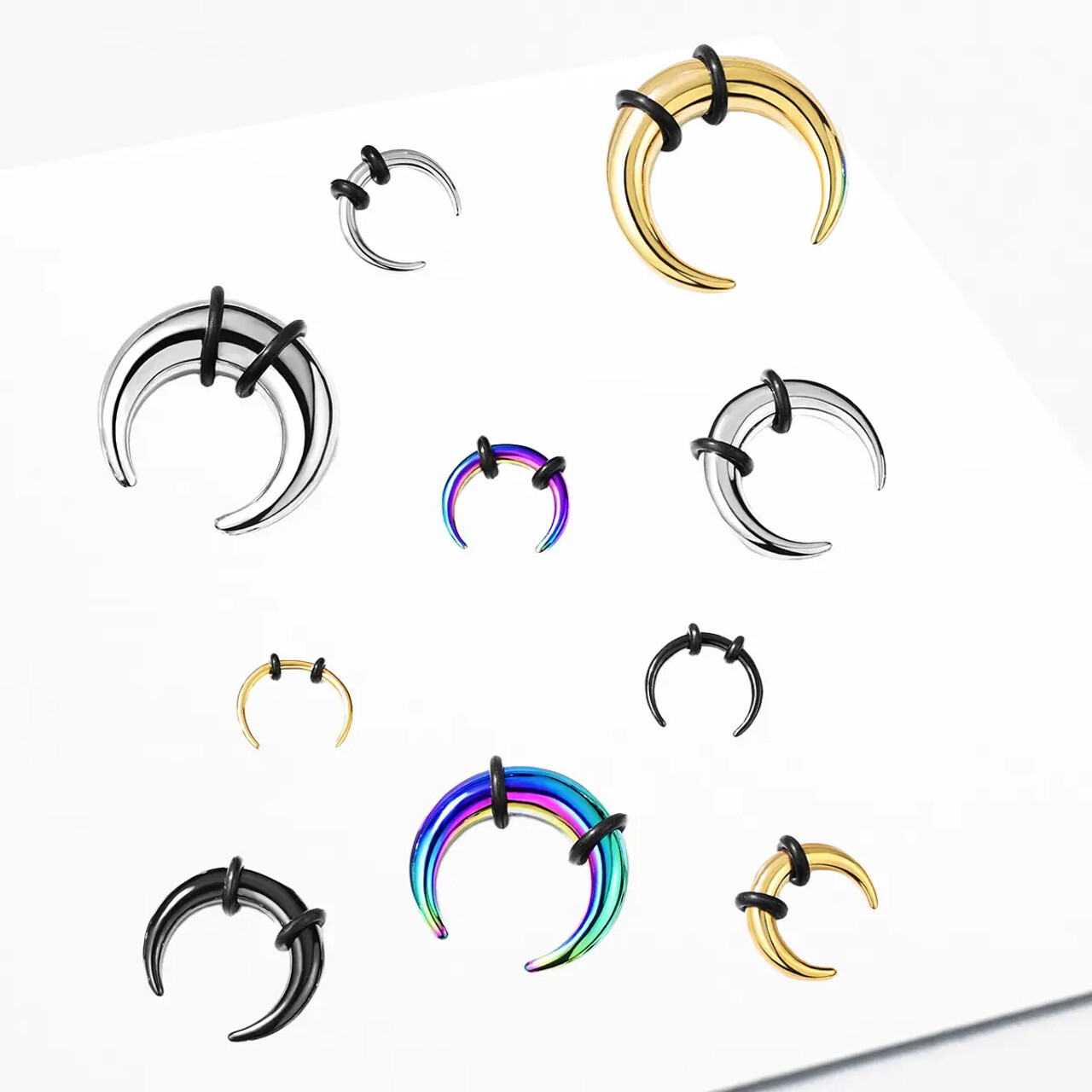 Surgical Steel Crescent Tapers Bull Stretchers Expander Horseshoes Septum Ring