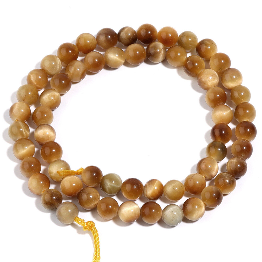 Natural Tiger’s Eye Gemstone Smooth Round Loose Beads for DIY Bracelet Necklace