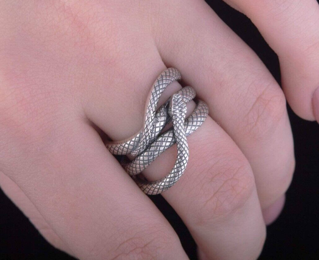 925 Silver Plated Vintage Snake Ring – Royal Style Promise Ring for Christmas